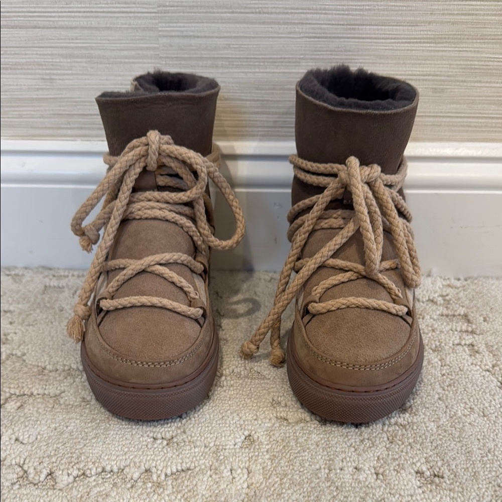Inuikii Shearling-lined, Slip-on, Lace-up Ankle Boots